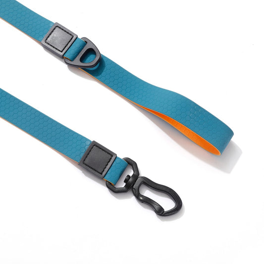 Lake Blue & Orange Embossed Dual-Color Leash